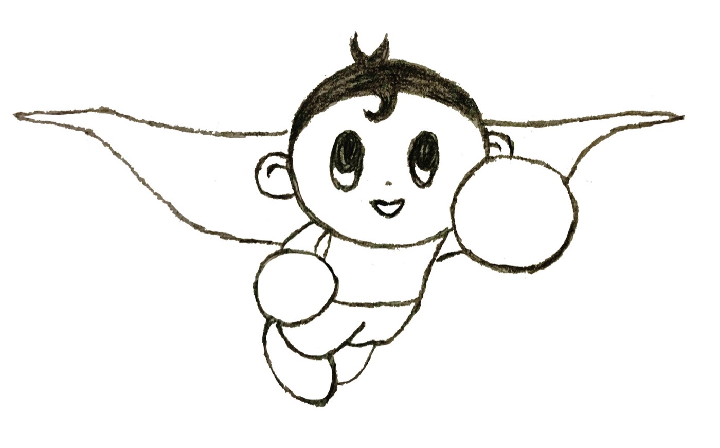 Original PCC illustration of a child flying