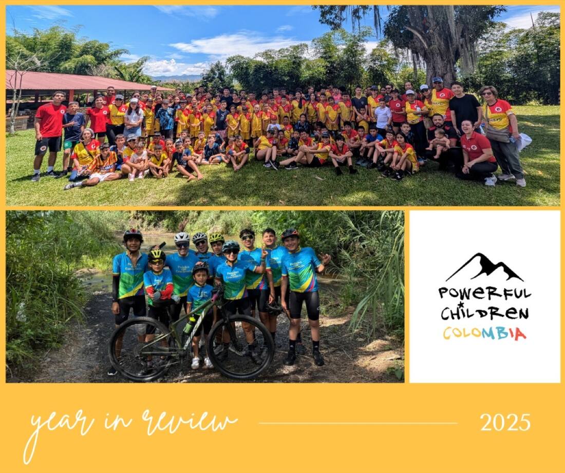 Photo recap graphic from Powerful Children Colombia's 2025 annual report